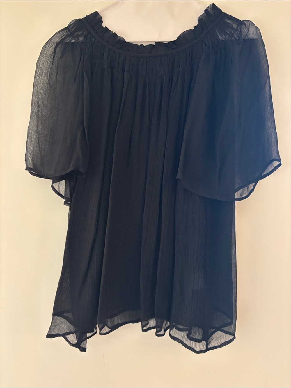 Women's J Crew Black Short Sleeve Gauzy Blouse Size M